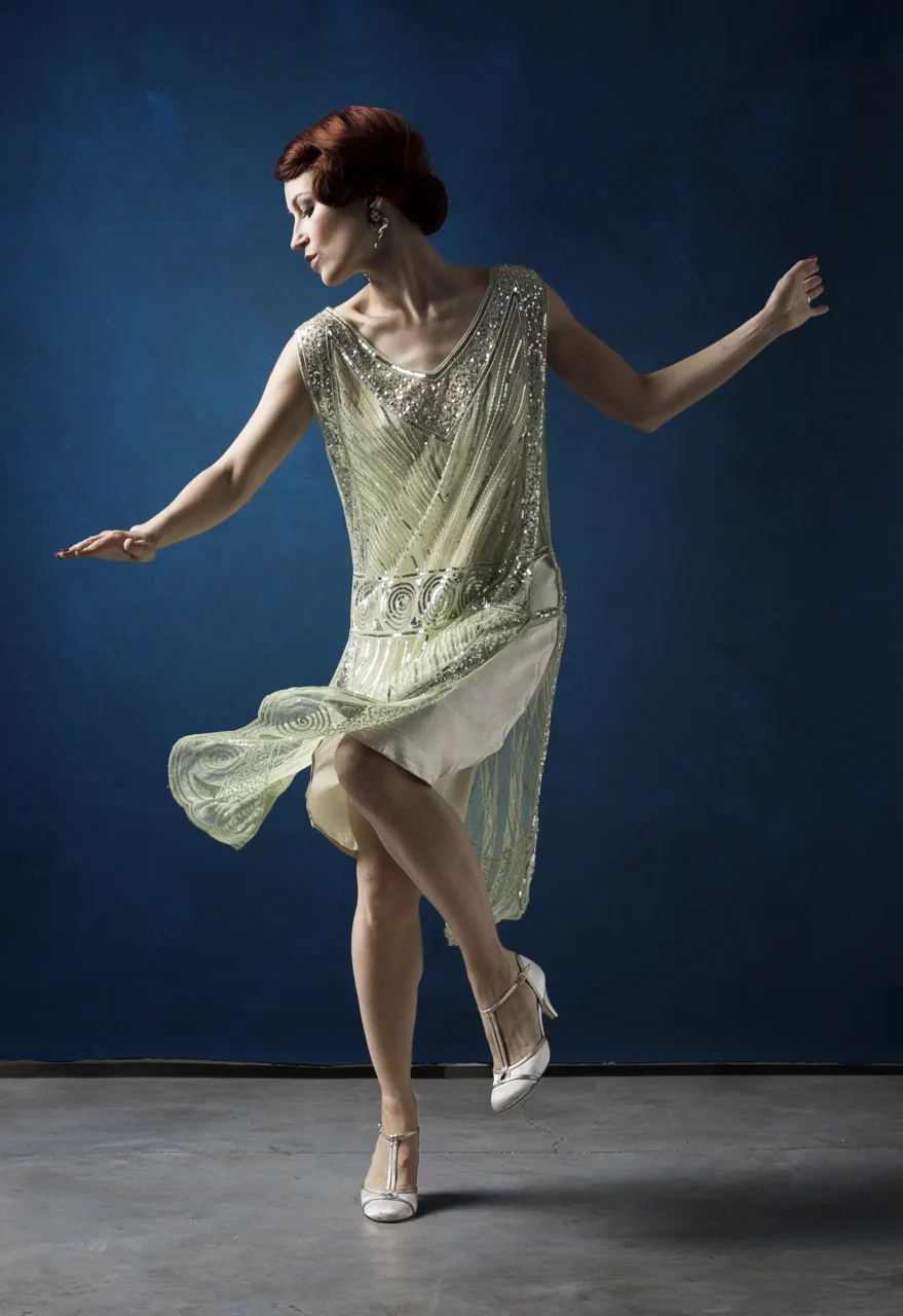 Ksenia Parkhatskaya in vintage flapper outfit